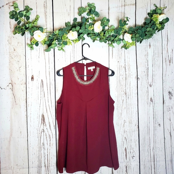 Faith and Joy Tops - Burgundy blouse with embellishments 🌟